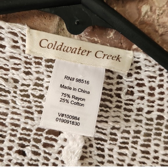 COLDWATER CREEK ONE SIZE OPEN KNIT WHITE SWEATER WRAP - Picture 3 of 4